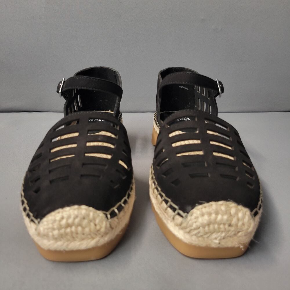 Eileen Fisher Shoes Womens 7 Black Tumbled Nubuck Bijou Espadrille Sandals NEW - Picture 4 of 12